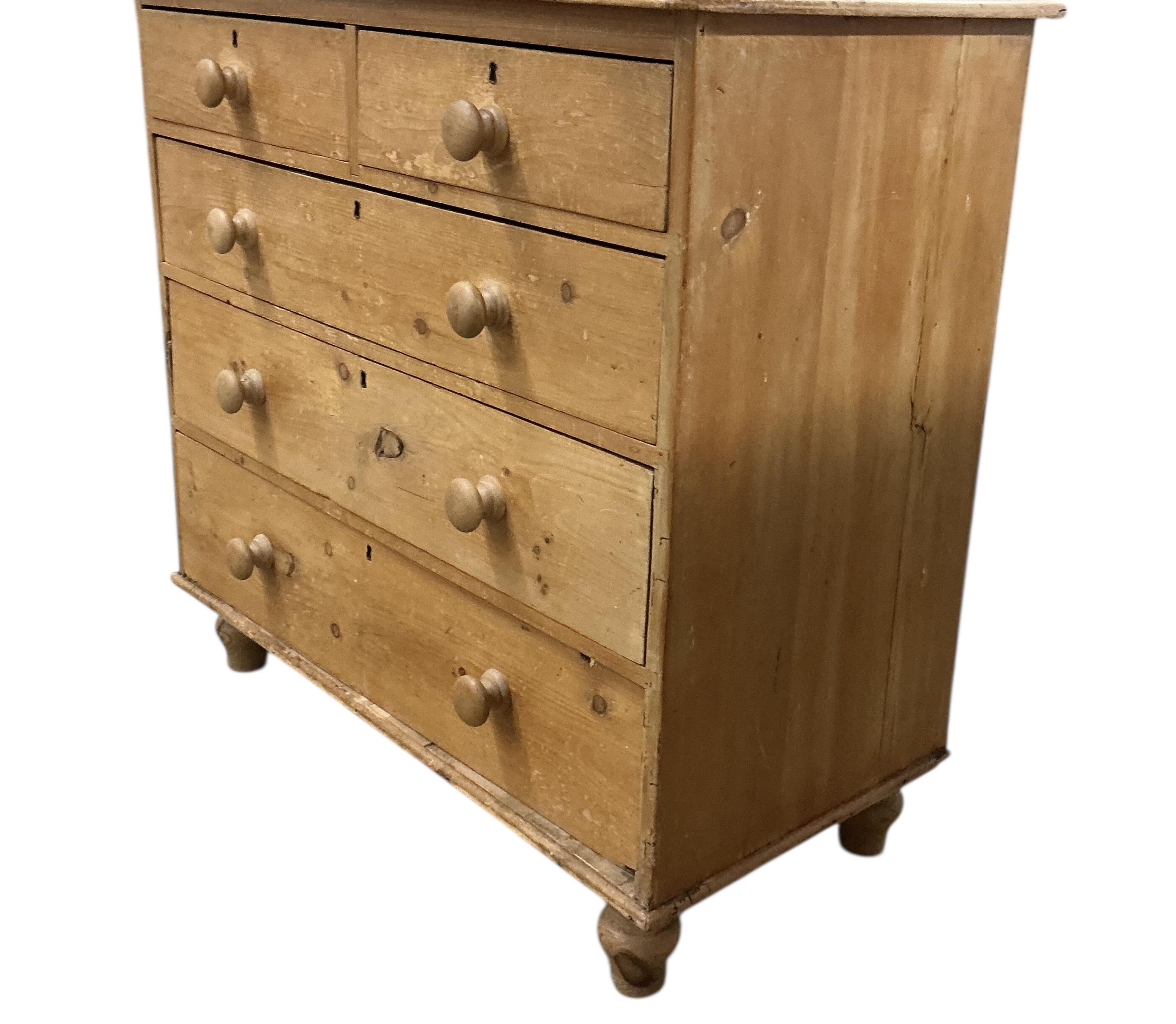 A Victorian pine chest of drawers, width 102cm, depth 51cm, height 96cm
